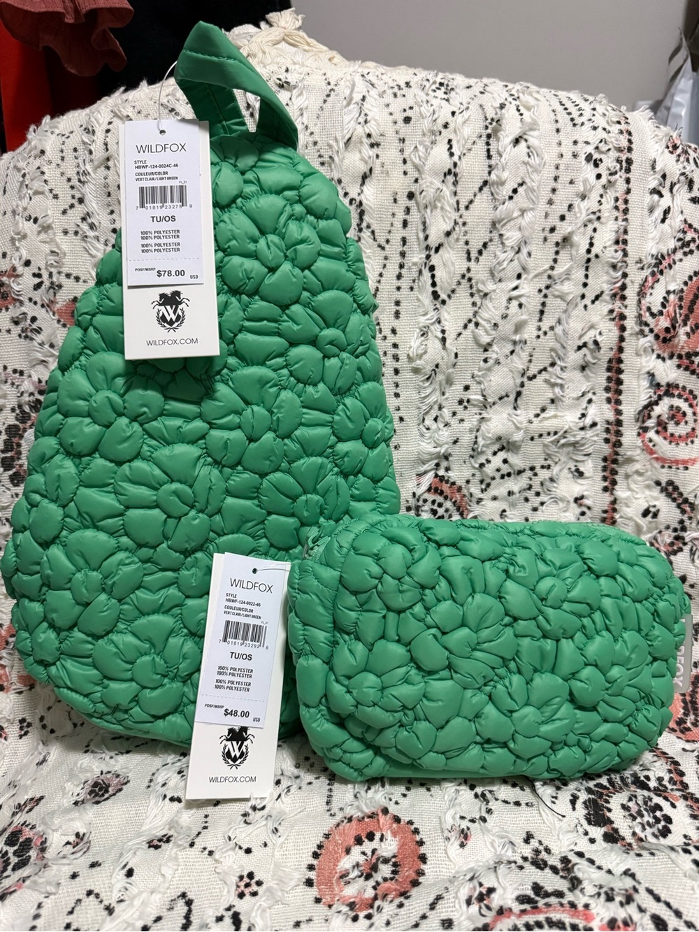 MSRP $126 - Wildfox Green Quilted sling bag and belt bag - Picture 2 of 5